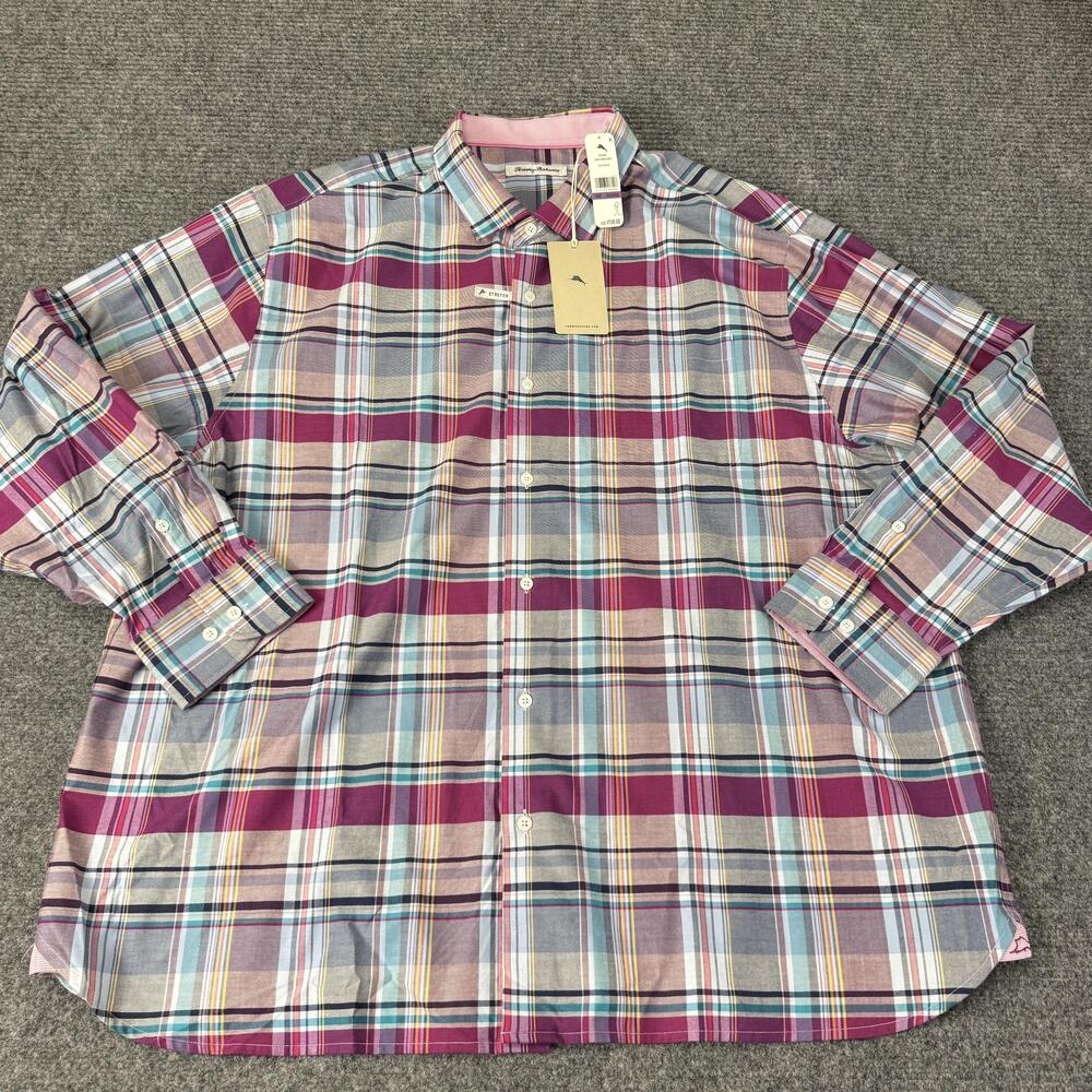 Tommy Bahama Shirt Mens Big 2X Check Stretch Long Sleeve Plaid 2XB Button Up